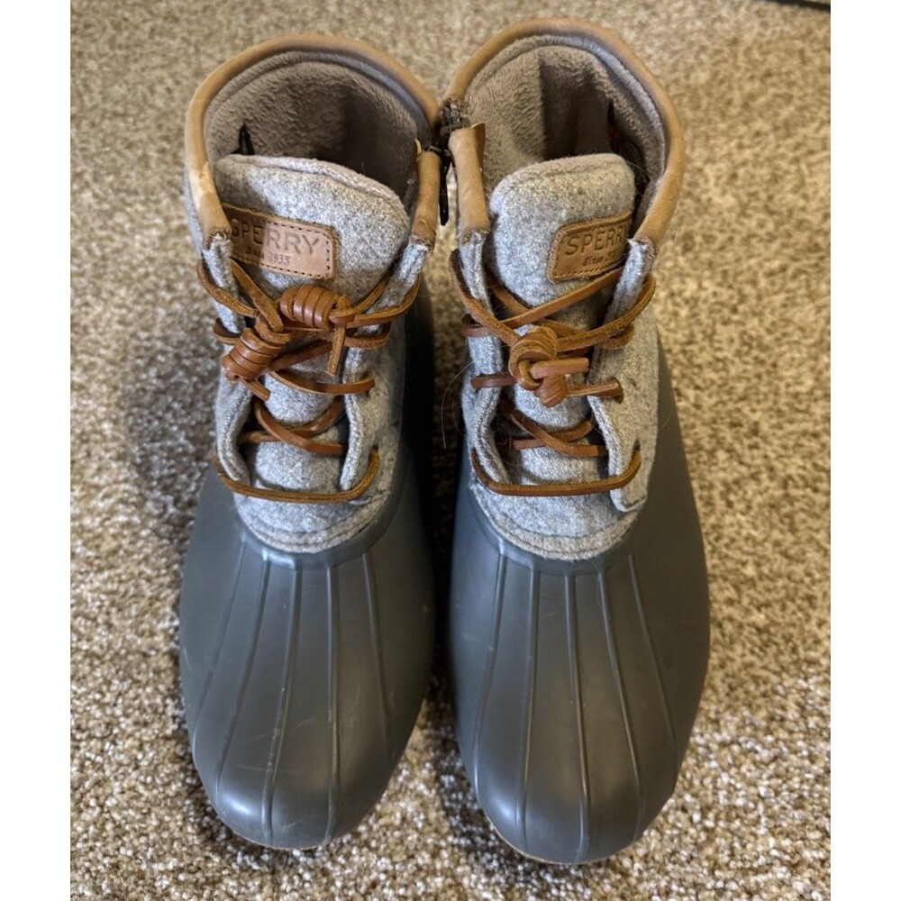 Sperry Saltwater Duck Boots Women’s 8M Gray Wool Blend Thinsulate STS82475
